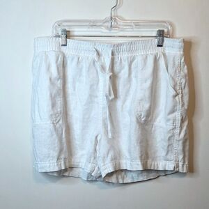 Cato White Linen Blend Pull-On Drawstring Shorts Beach Coastal Grandma Size XL